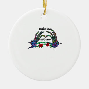 Skeleton Hand Heart Design Ceramic Ornament