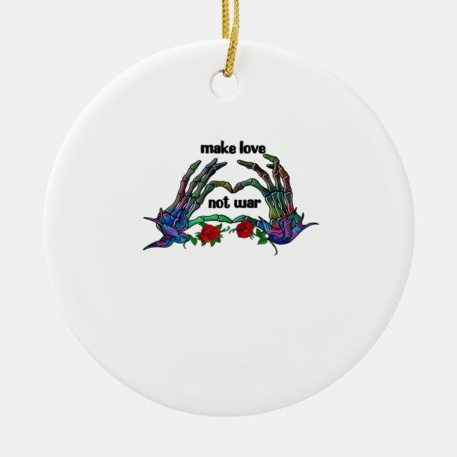 Skeleton Hand Heart Design Ceramic Ornament (Front)