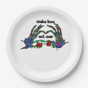 Skeleton Hand Heart Design Paper Plate