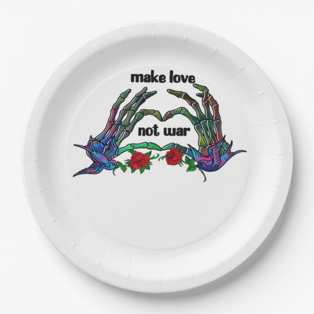 Skeleton Hand Heart Design Paper Plate (Front)