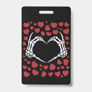 Skeleton Hand Heart Funny Bones Valentine's Day Badge