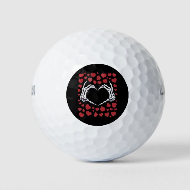 Skeleton Hand Heart Funny Bones Valentine's Day Golf Balls (Front)