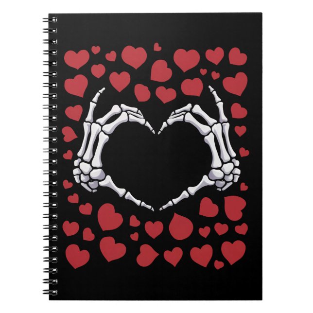 Skeleton Hand Heart Funny Bones Valentine's Day Notebook (Front)