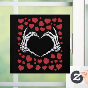 Skeleton Hand Heart Funny Bones Valentine's Day Window Cling