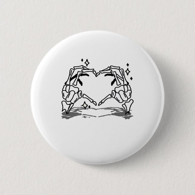 Skeleton Hand Heart Funny Design 2 Inch Round Button (Front)