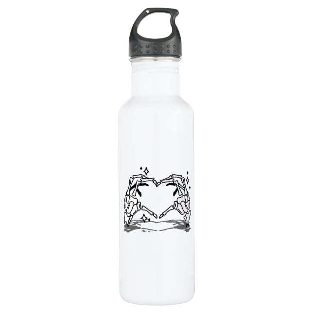 Skeleton Hand Heart Funny Design 710 Ml Water Bottle (Front)