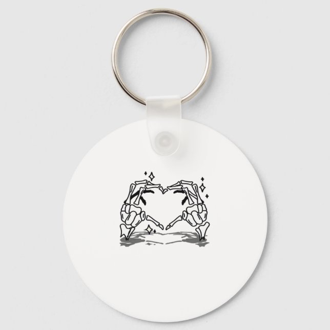 Skeleton Hand Heart Funny Design Keychain (Front)