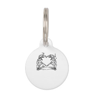 Skeleton Hand Heart Funny Design Pet Tag