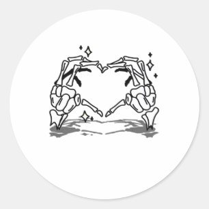 Skeleton Hand Heart Funny Design Style Classic Round Sticker