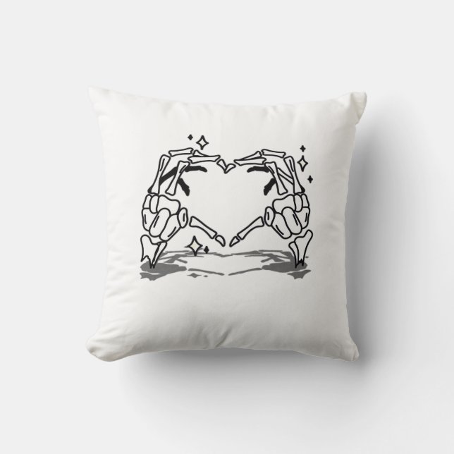 Skeleton Hand Heart Funny Design Style Throw Pillow (Front)