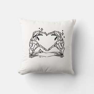 Skeleton Hand Heart Funny Design Throw Pillow