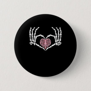 Skeleton Hand Heart Funny Halloween Women Men 2 Inch Round Button