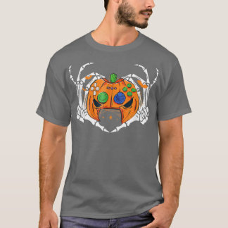 Skeleton Hand Heart Gamer Controller Funny Hallowe T-Shirt