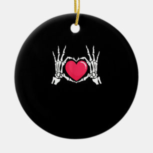 Skeleton Hand Heart Halloween Ceramic Ornament