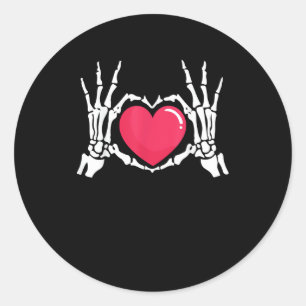 Skeleton Hand Heart Halloween Classic Round Sticker