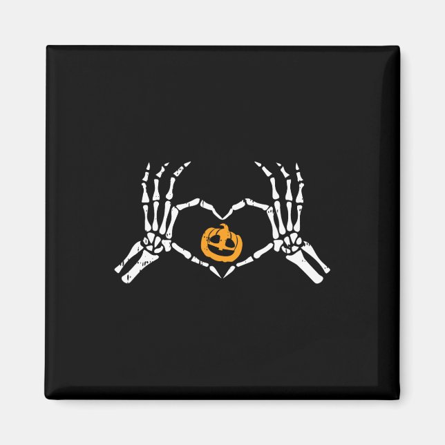 Skeleton Hand Heart Halloween Costume Bones Pumpki Magnet (Front)
