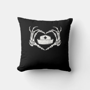 Skeleton Hand Heart - Halloween Costume Nurse Throw Pillow