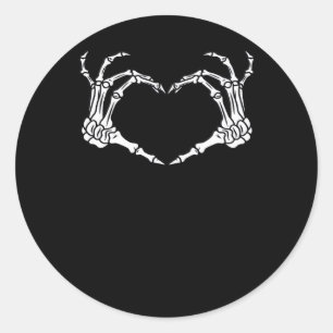 Skeleton Hand Heart Halloween Design  Classic Round Sticker