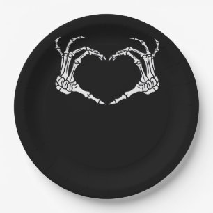 Skeleton Hand Heart Halloween Design Paper Plate