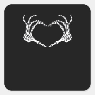 Skeleton Hand Heart Halloween Design  Square Sticker