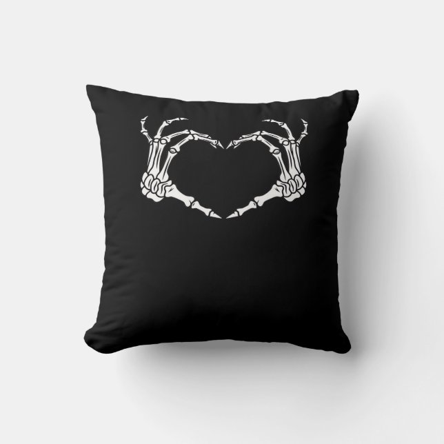 Skeleton Hand Heart Halloween Design  Throw Pillow (Front)