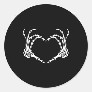 Skeleton Hand Heart Halloween Funny Bones Love  Classic Round Sticker