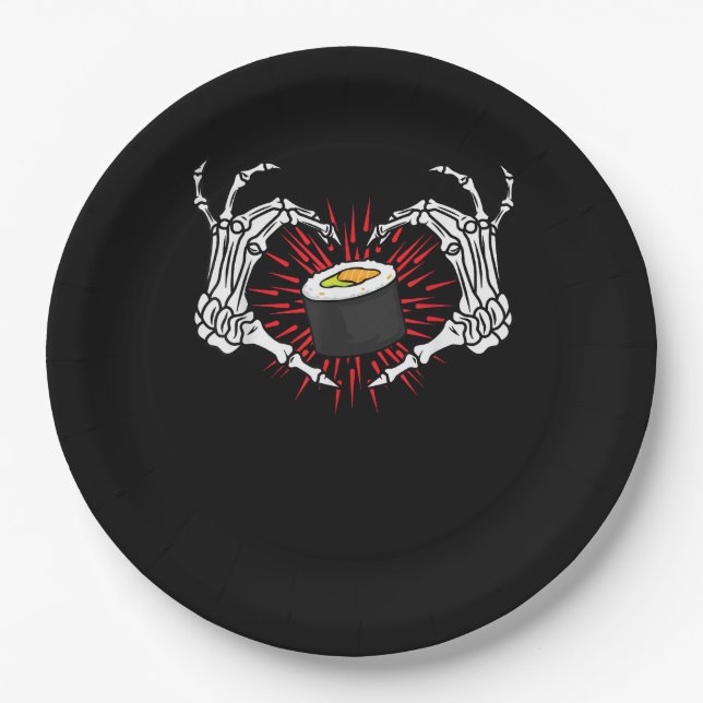 Skeleton Hand Heart Lazy Diy Halloween Costume Coo Paper Plate (Front)