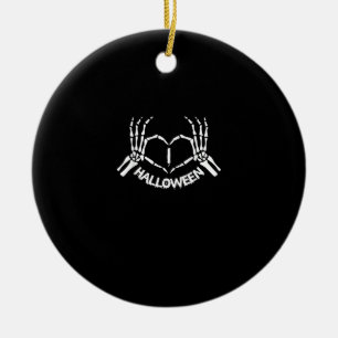 Skeleton Hand Heart Lazy Halloween Costume Funny Ceramic Ornament