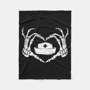 Skeleton Hand Heart Lazy Halloween Costume Funny Fleece Blanket