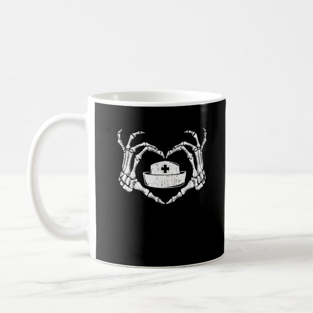 Skeleton Hand Heart Lazy Halloween Costume Funny N Coffee Mug (Left)
