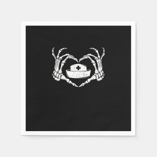 Skeleton Hand Heart Lazy Halloween Costume Funny N Napkin (Front)