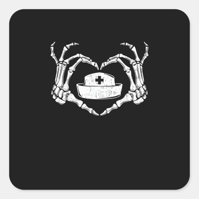 Skeleton Hand Heart Lazy Halloween Costume Funny N Square Sticker (Front)