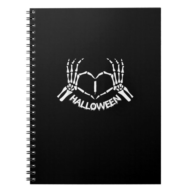 Skeleton Hand Heart Lazy Halloween Costume Funny Notebook (Front)