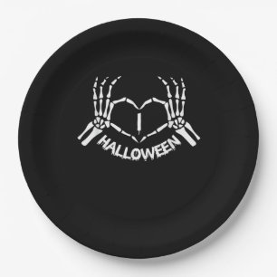 Skeleton Hand Heart Lazy Halloween Costume Funny Paper Plate