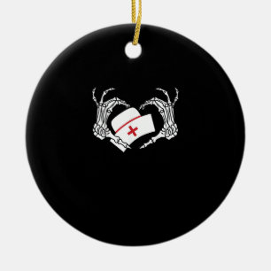 Skeleton Hand Heart Lazy - Halloween Costume Nurse Ceramic Ornament