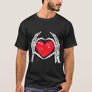 Skeleton Hand Heart Love Valentines Day Men Women T-Shirt