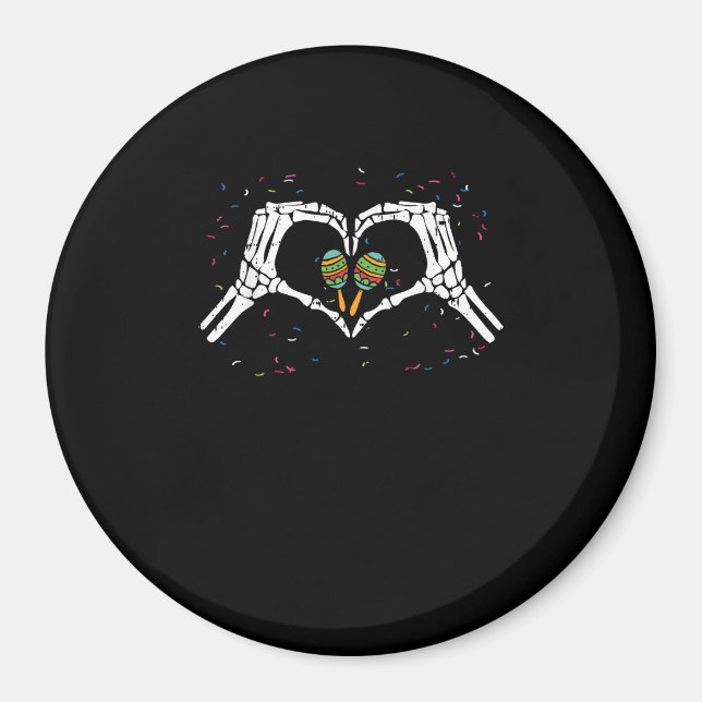 Skeleton Hand Heart Maracas Cinco De Mayo Mexican  Magnet (Front)
