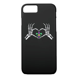 Skeleton Hand Heart Mardi Gras Case-Mate iPhone Case