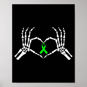 Skeleton Hand Heart Mental Health Awareness Ribbon Poster