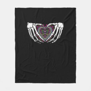 Skeleton Hand Heart Muertos Mexican Day Of Dead Fleece Blanket