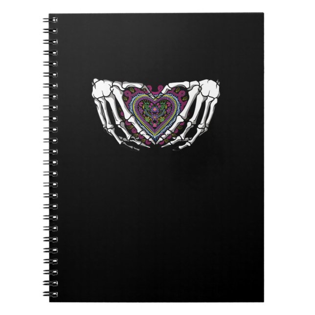 Skeleton Hand Heart Muertos Mexican Day Of Dead Notebook (Front)