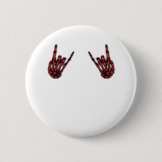 Skeleton Hand Heart Roll & Red Classic  2 Inch Round Button