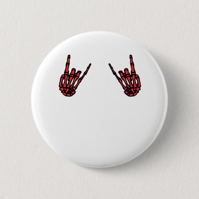 Skeleton Hand Heart Roll & Red Classic  2 Inch Round Button (Front)