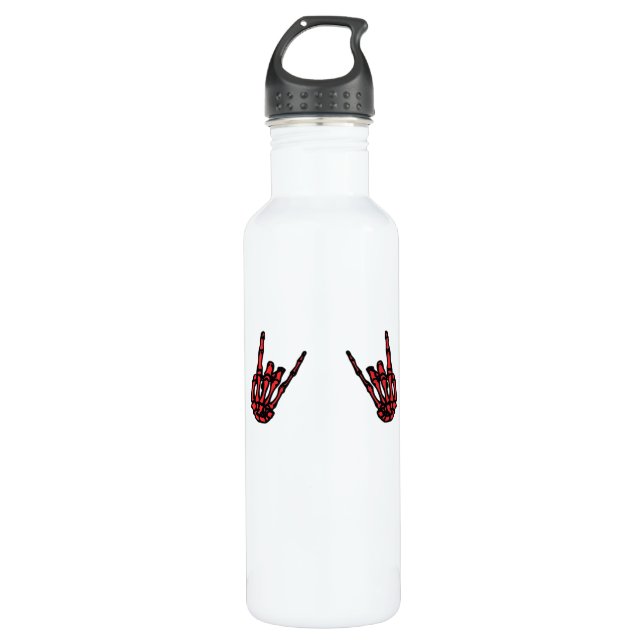 Skeleton Hand Heart Roll & Red Classic  710 Ml Water Bottle (Front)