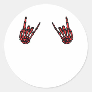 Skeleton Hand Heart Roll & Red Classic  Classic Round Sticker