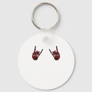 Skeleton Hand Heart Roll & Red Classic  Keychain