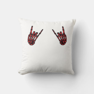 Skeleton Hand Heart Roll Red Classic Look Throw Pillow
