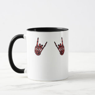 Skeleton Hand Heart Roll & Red Classic  Mug