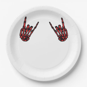 Skeleton Hand Heart Roll & Red Classic  Paper Plate