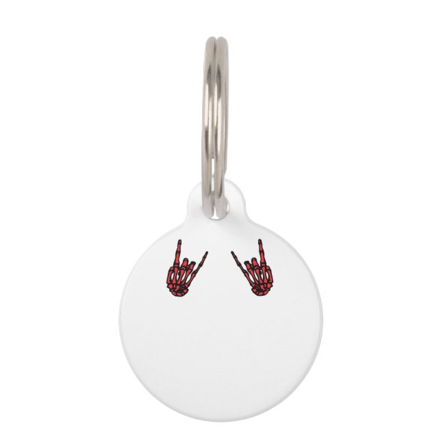 Skeleton Hand Heart Roll & Red Classic  Pet Tag (Front)